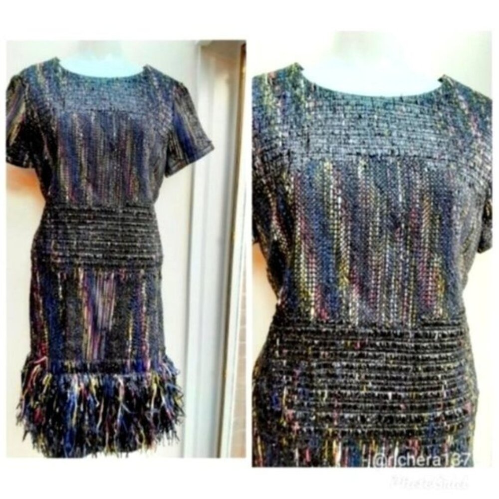 Vilagallo Tea Farrow Fringe Jacquard Dress 42 - Picture 5 of 13